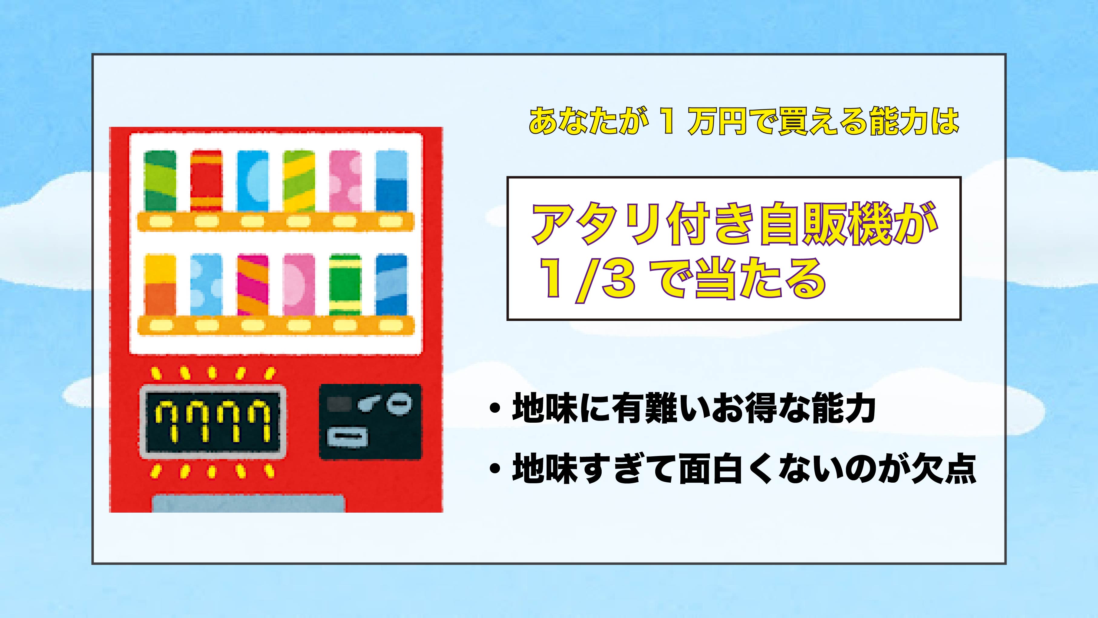 アタリ付き自販機が1/3で当たる